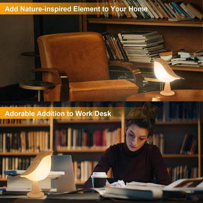 Touch-Control LED Bird Lamp – Soft Warm Light, Rechargeable Night Light for Bedroom or Desk