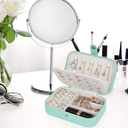 Portable Travel Jewelry Organizer Box – Double Layer Storage Case for Necklaces, Earrings, Rings & Accessories