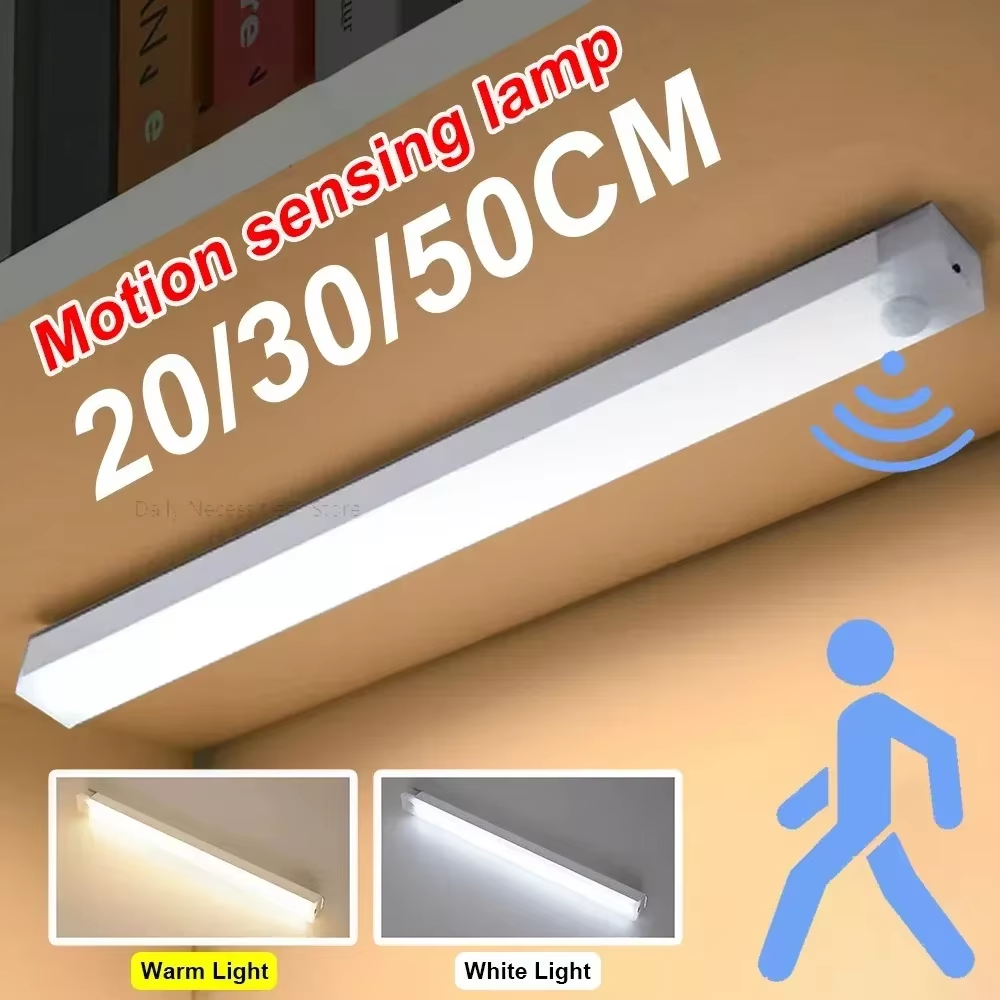 Motion Sensor LED Light Bar – Rechargeable USB Night Light for Cabinets & Hallways
