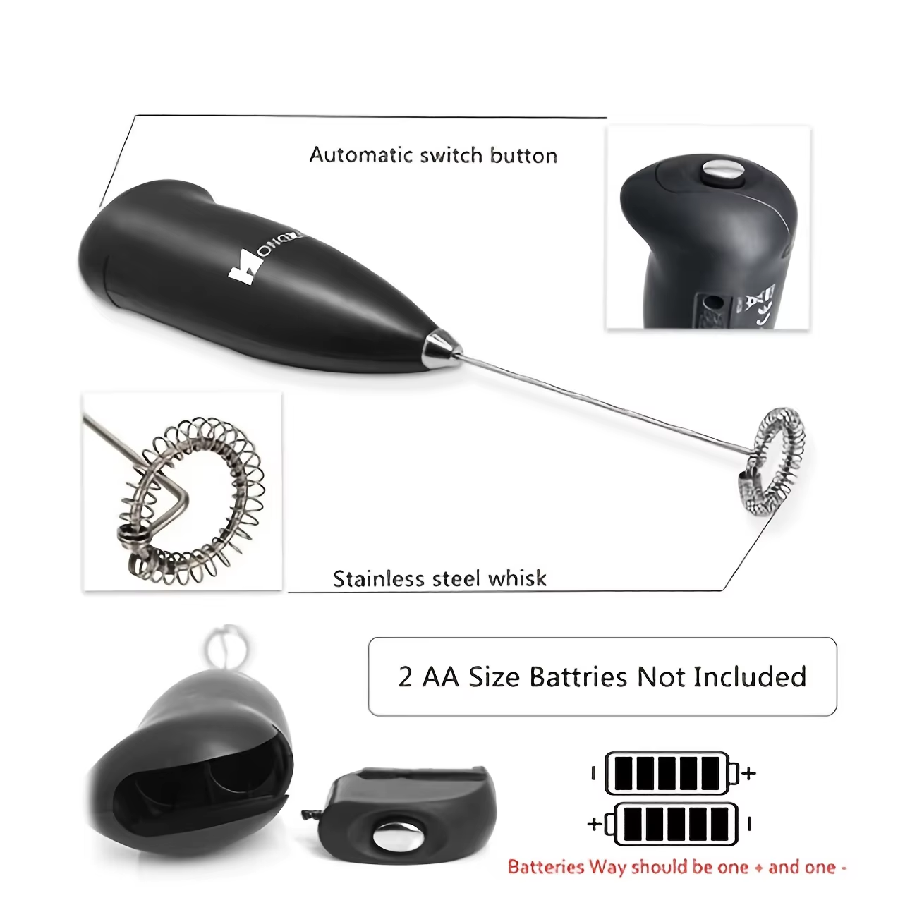 Electric Milk Frother Handheld Whisk – Portable Coffee Foam Maker for Lattes, Cappuccinos & Hot Chocolate