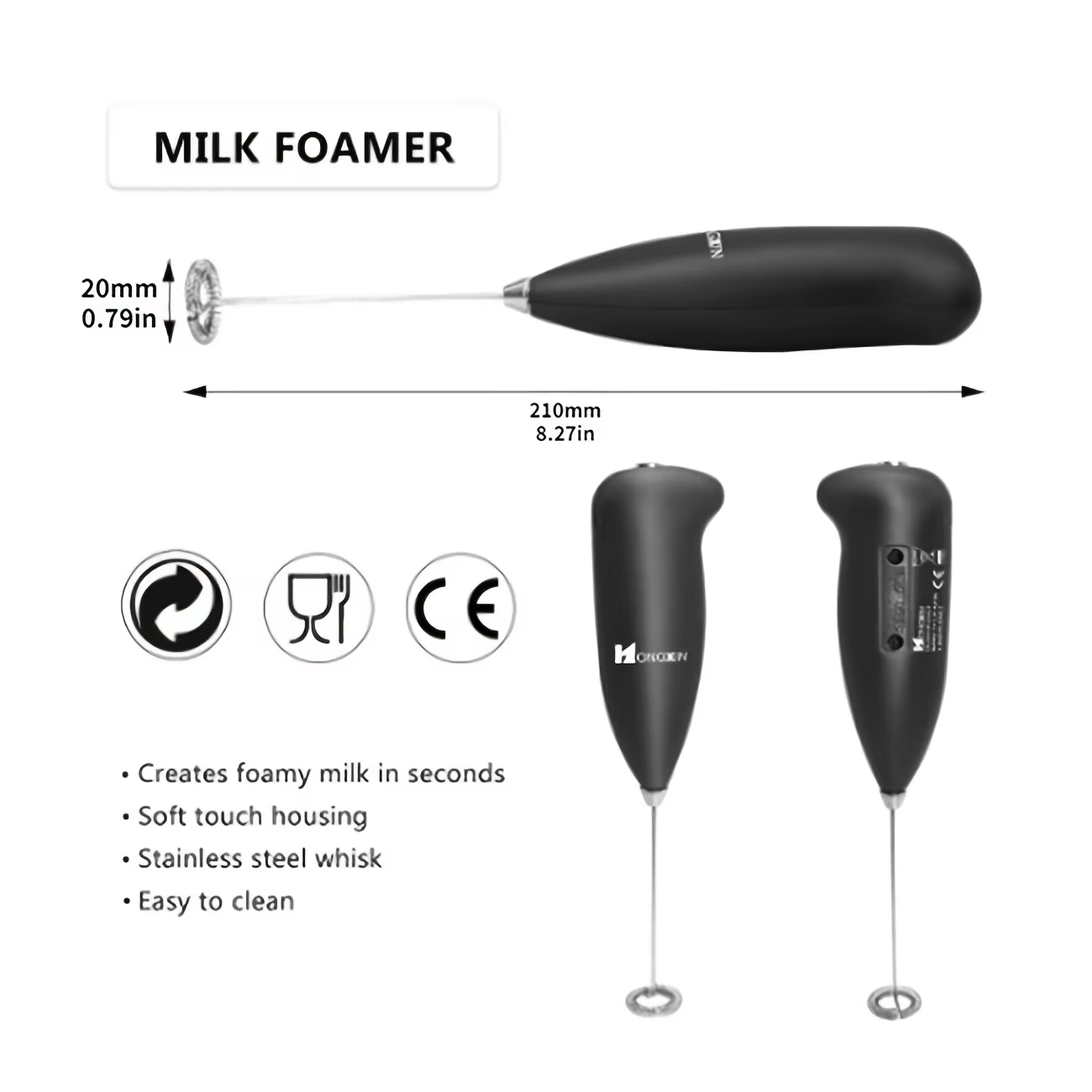 Electric Milk Frother Handheld Whisk – Portable Coffee Foam Maker for Lattes, Cappuccinos & Hot Chocolate