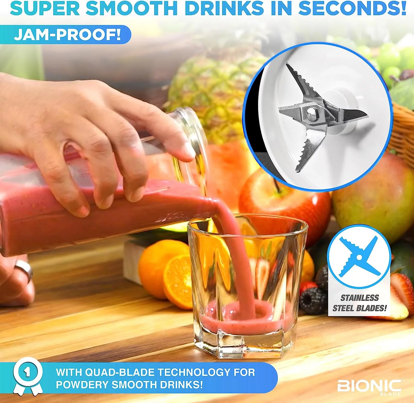 Portable Bionic Blade Smoothie Blender – Rechargeable Mini Juicer for Shakes, Smoothies & Protein Drinks