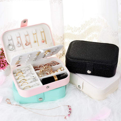 Portable Travel Jewelry Organizer Box – Double Layer Storage Case for Necklaces, Earrings, Rings & Accessories