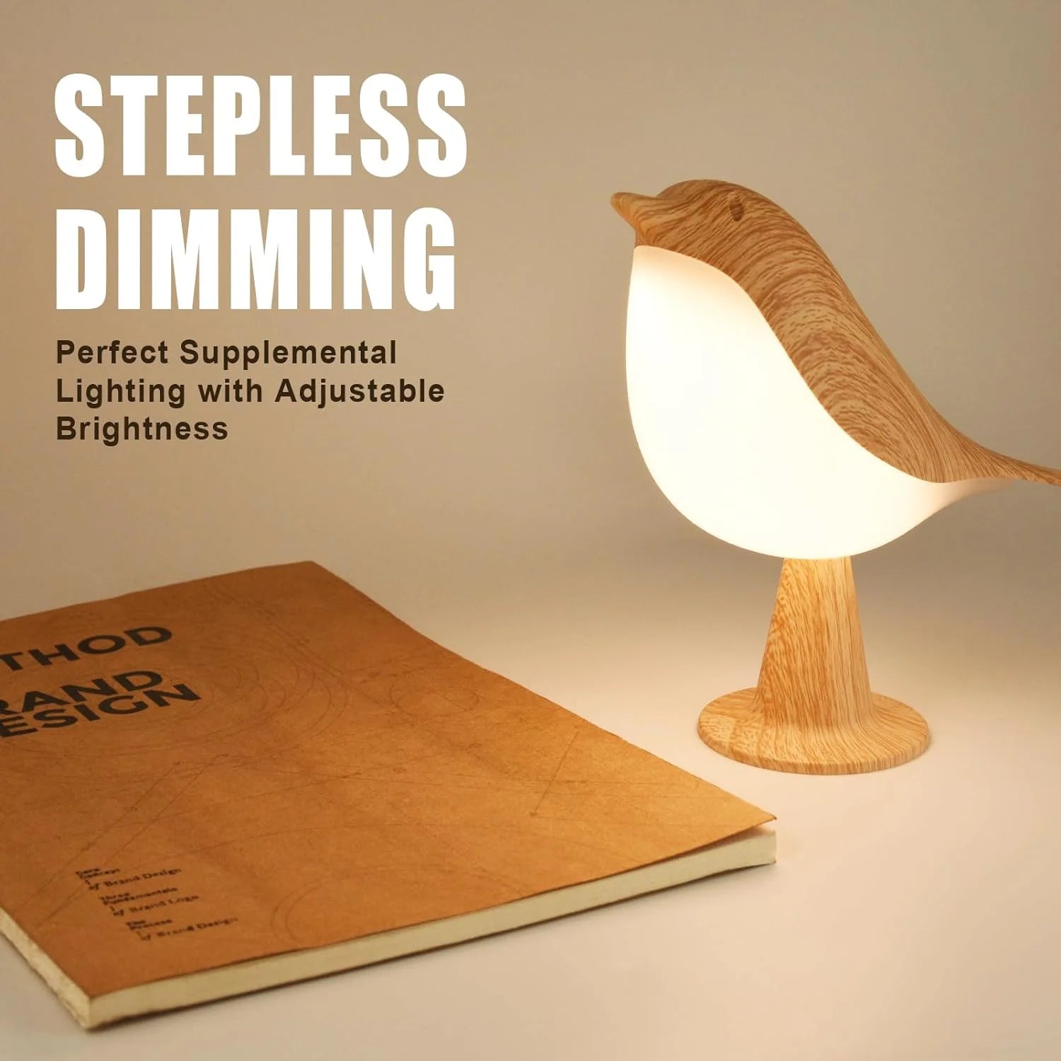 Touch-Control LED Bird Lamp – Soft Warm Light, Rechargeable Night Light for Bedroom or Desk