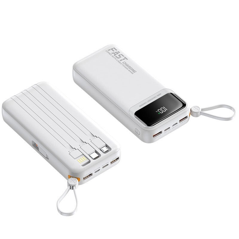 10000mAh Slim Fast-Charge Power Bank – Built-In USB-C + USB Cables | Ultra-Portable Backup Charger for Phones & Tablets