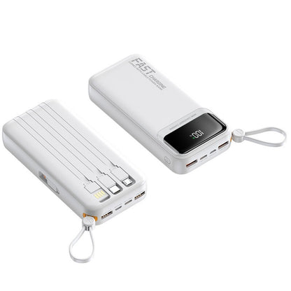 10000mAh Slim Fast-Charge Power Bank – Built-In USB-C + USB Cables | Ultra-Portable Backup Charger for Phones & Tablets