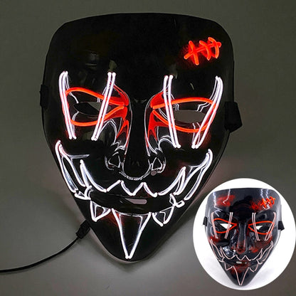 Wireless Halloween Neon Led Mask, Luminous In The Dark