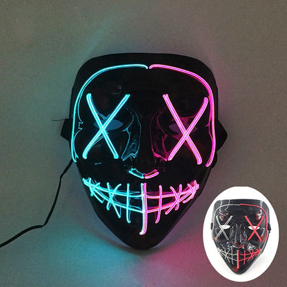 Wireless Halloween Neon Led Mask, Luminous In The Dark