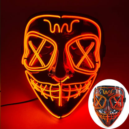 Wireless Halloween Neon Led Mask, Luminous In The Dark