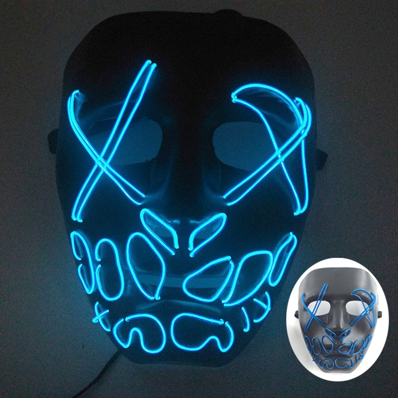 Wireless Halloween Neon Led Mask, Luminous In The Dark