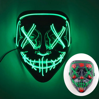 Wireless Halloween Neon Led Mask, Luminous In The Dark