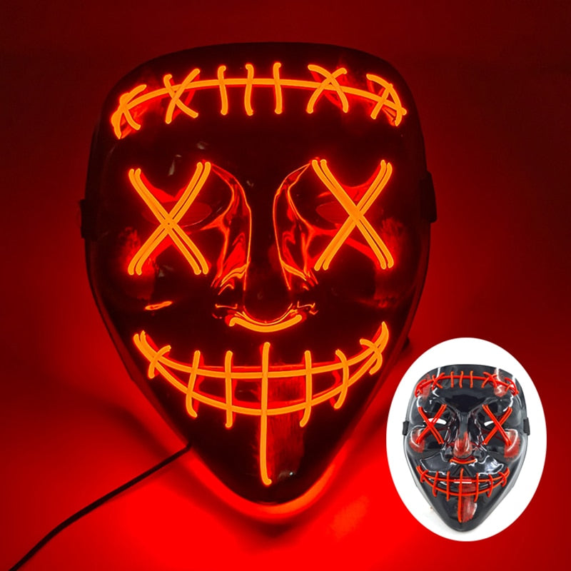 Wireless Halloween Neon Led Mask, Luminous In The Dark