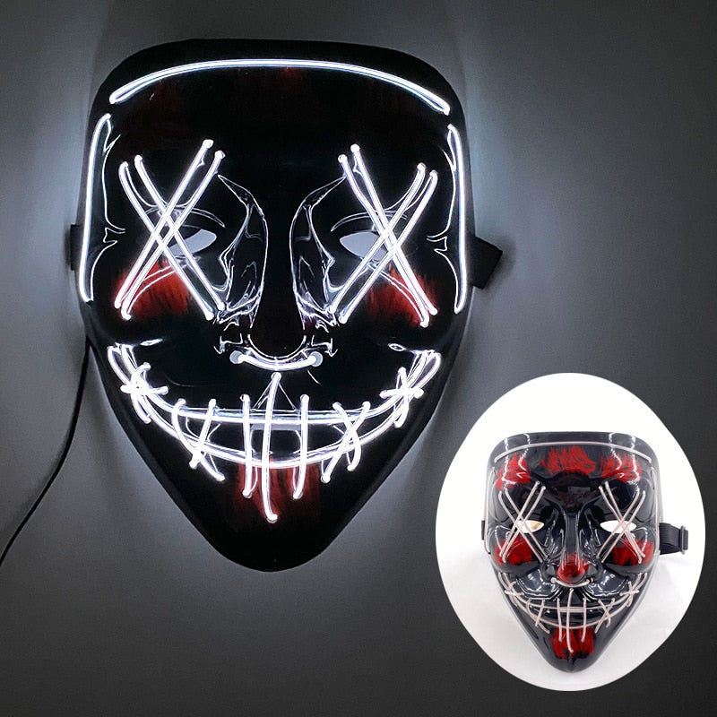 Wireless Halloween Neon Led Mask, Luminous In The Dark