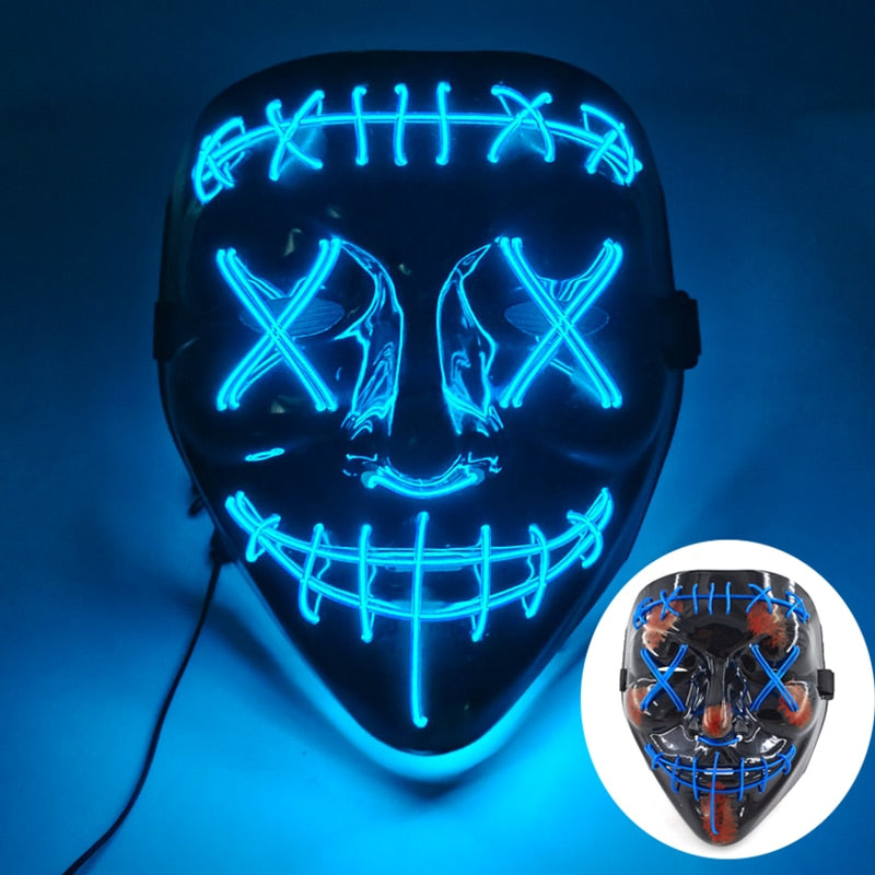 Wireless Halloween Neon Led Mask, Luminous In The Dark