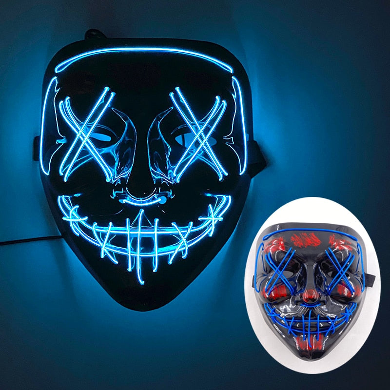 Wireless Halloween Neon Led Mask, Luminous In The Dark