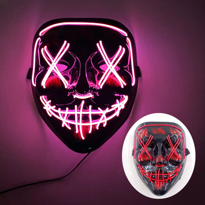 Wireless Halloween Neon Led Mask, Luminous In The Dark