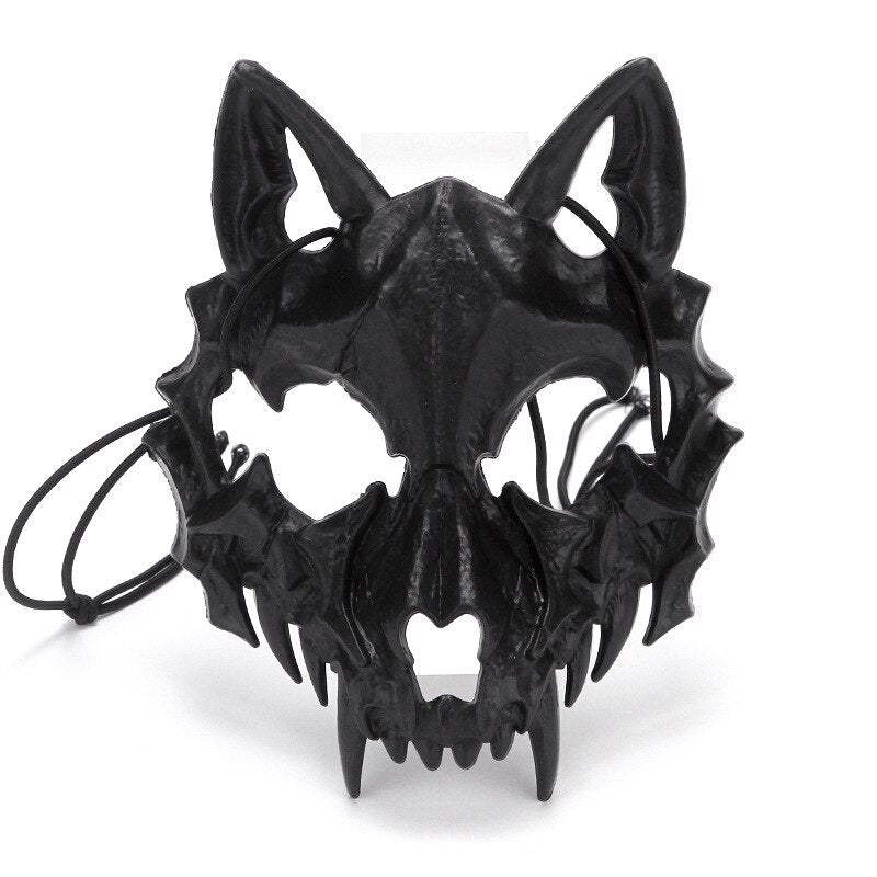 Party Skull Mask Long Teeth Demon Skeleton Half Face Mask Wolf Dragon Tiger Houjuu Nue Mask Cosplay Halloween Costume Props