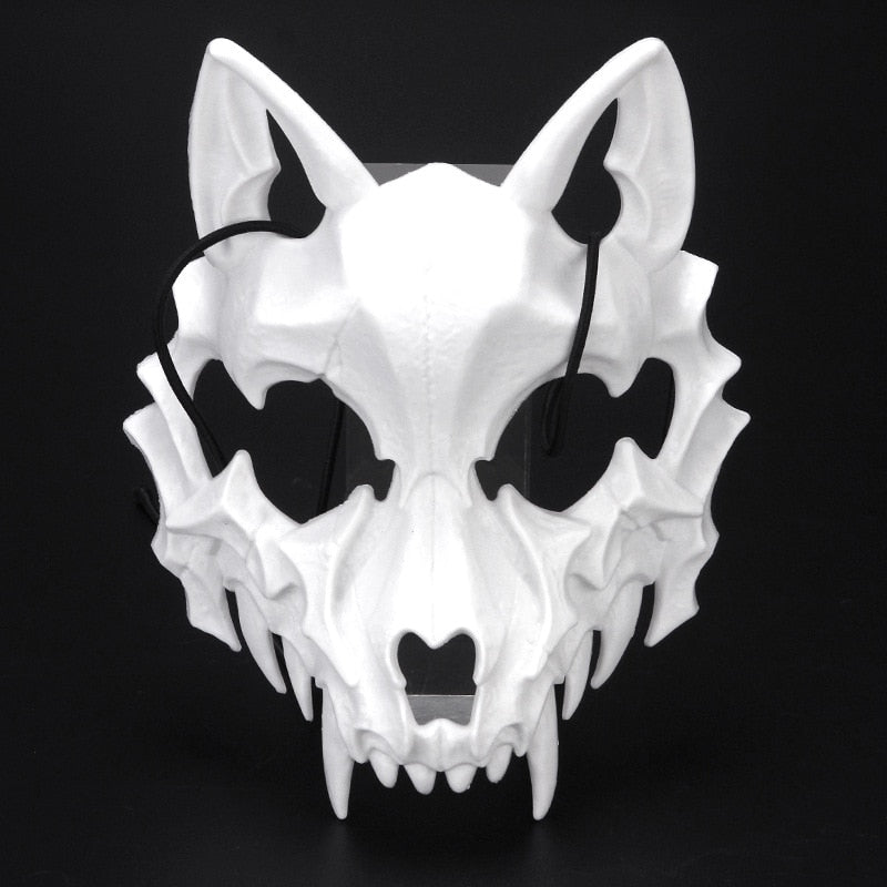 Party Skull Mask Long Teeth Demon Skeleton Half Face Mask Wolf Dragon Tiger Houjuu Nue Mask Cosplay Halloween Costume Props