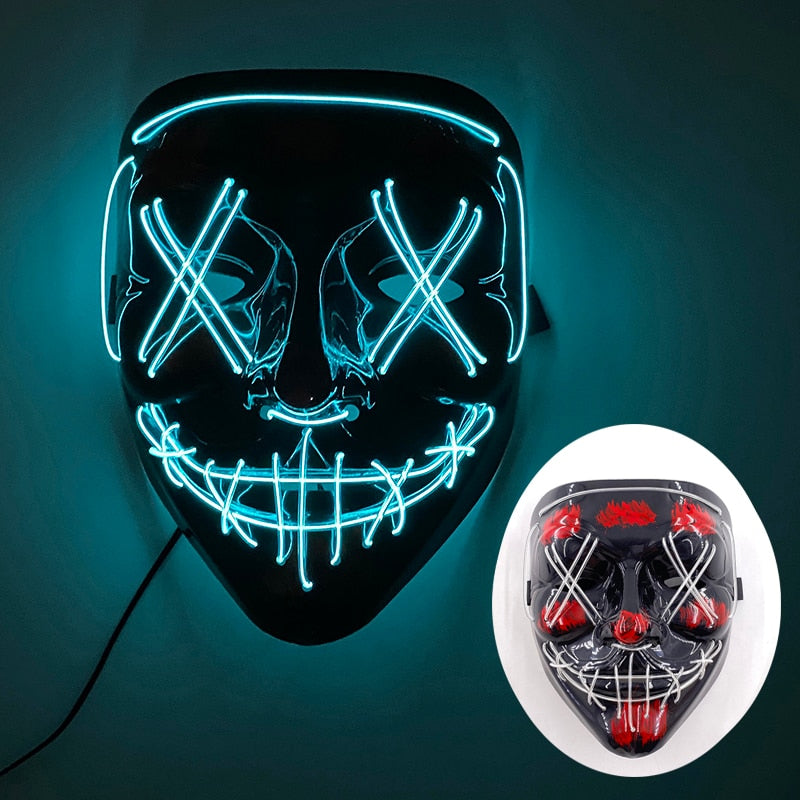 Wireless Halloween Neon Led Mask, Luminous In The Dark