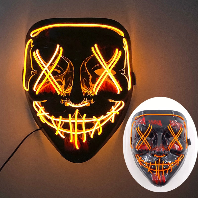 Wireless Halloween Neon Led Mask, Luminous In The Dark