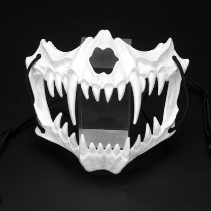 Party Skull Mask Long Teeth Demon Skeleton Half Face Mask Wolf Dragon Tiger Houjuu Nue Mask Cosplay Halloween Costume Props