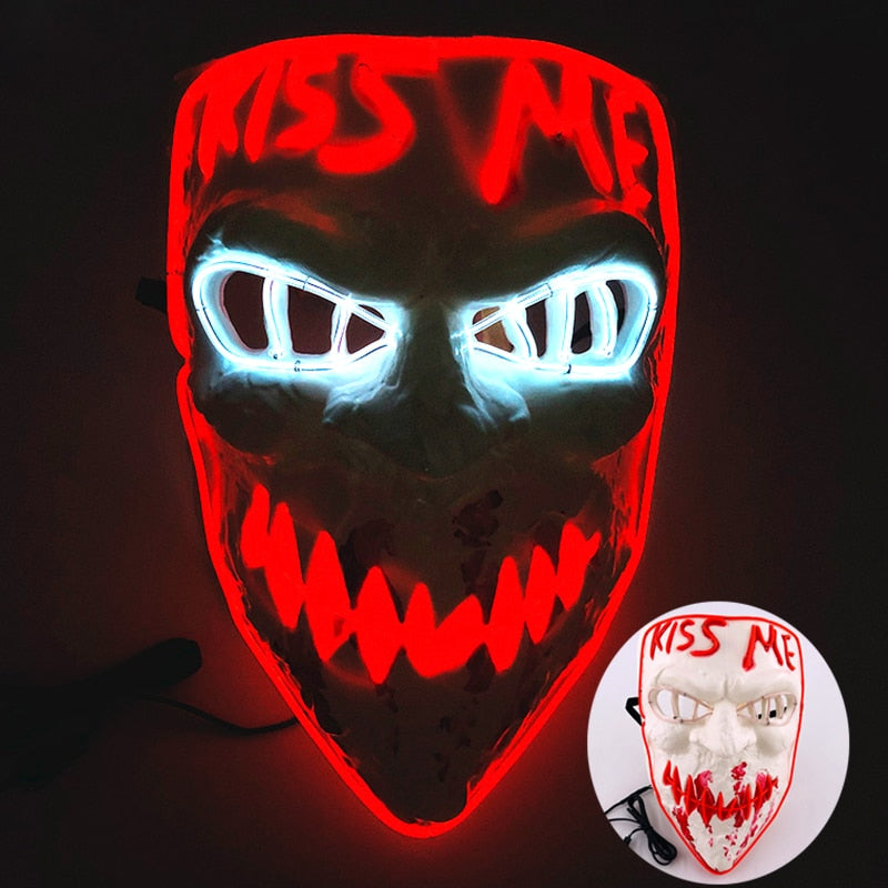 Wireless Halloween Neon Led Mask, Luminous In The Dark