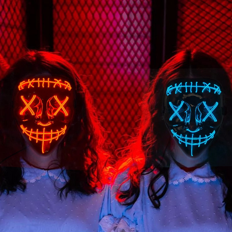 Wireless Halloween Neon Led Mask, Luminous In The Dark