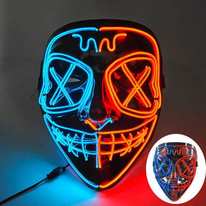 Wireless Halloween Neon Led Mask, Luminous In The Dark