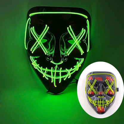 Wireless Halloween Neon Led Mask, Luminous In The Dark