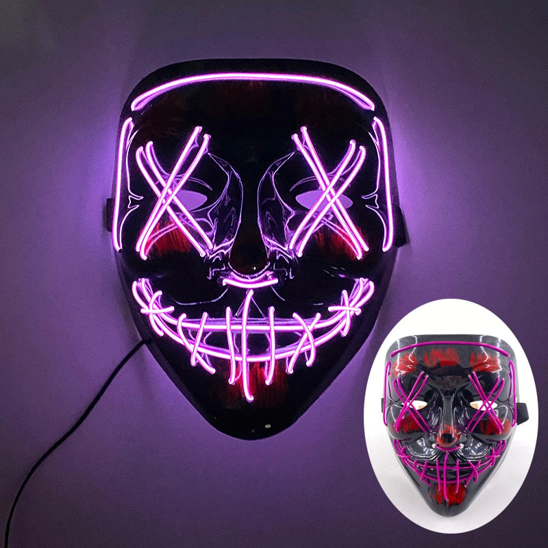 Wireless Halloween Neon Led Mask, Luminous In The Dark