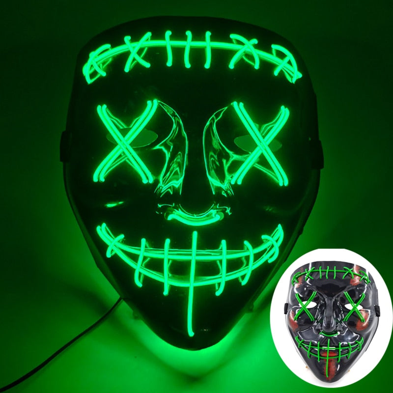 Wireless Halloween Neon Led Mask, Luminous In The Dark