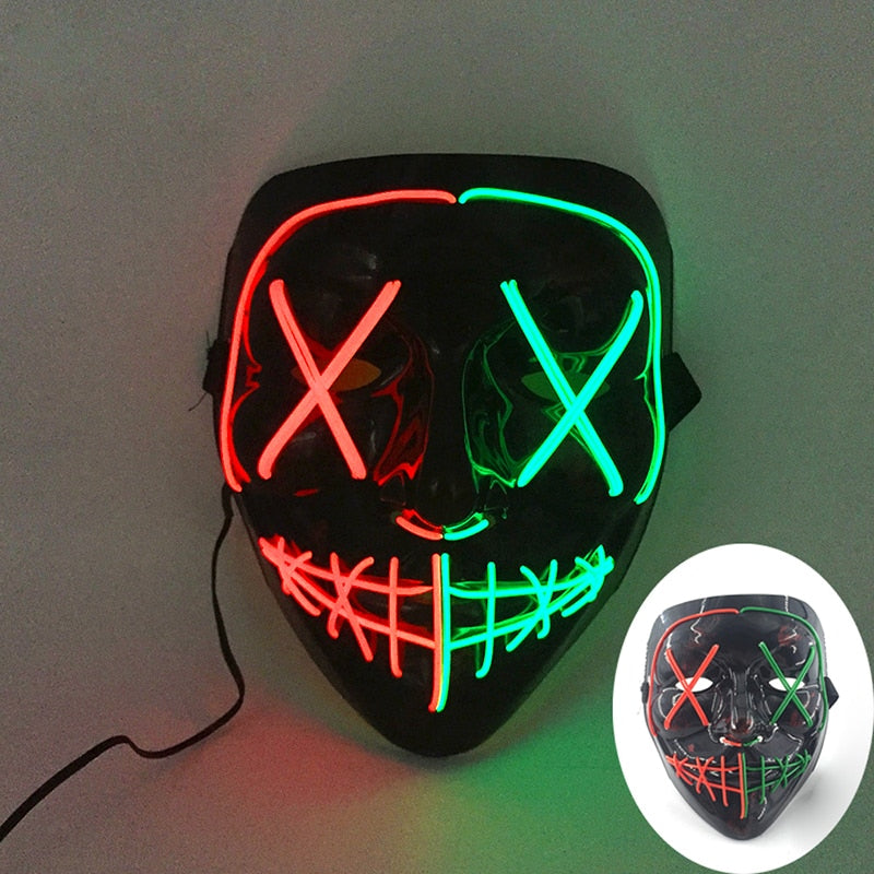 Wireless Halloween Neon Led Mask, Luminous In The Dark