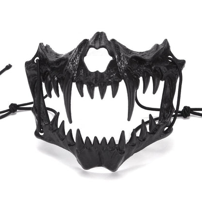 Party Skull Mask Long Teeth Demon Skeleton Half Face Mask Wolf Dragon Tiger Houjuu Nue Mask Cosplay Halloween Costume Props