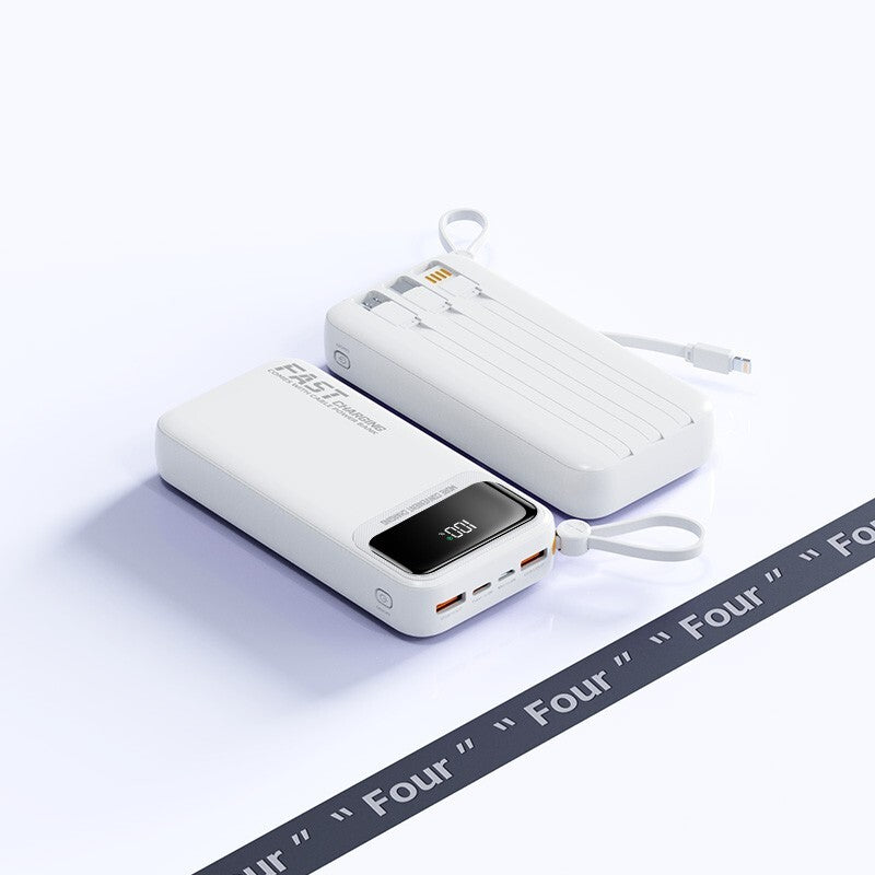 10000mAh Slim Fast-Charge Power Bank – Built-In USB-C + USB Cables | Ultra-Portable Backup Charger for Phones & Tablets