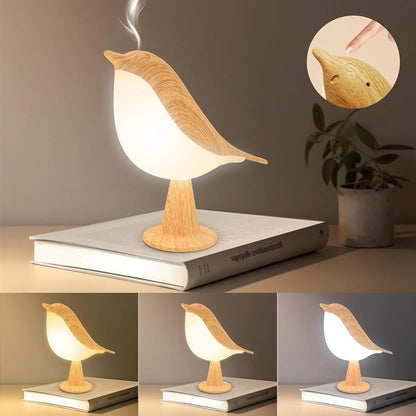 Touch-Control LED Bird Lamp – Soft Warm Light, Rechargeable Night Light for Bedroom or Desk
