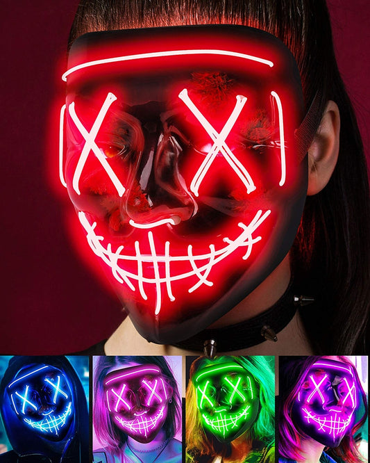 Wireless Halloween Neon Led Mask, Luminous In The Dark